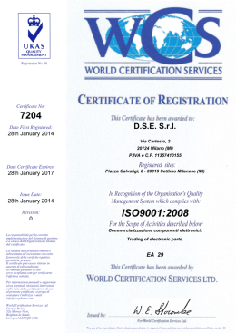 Certificazione ISO 9001 - Dse componenti elettronici
