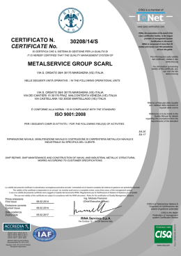 Certificato RINA - metalservice group