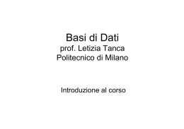Basi di Dati - Milano - Letizia Tanca