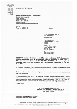 (Autorizzazione integrata ambientale) Decr.n&deg; 20 del 16.01.2014