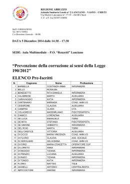 elenco iscritti 5 dicembre 2014 pomeriggio (sede Lanciano)