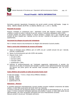 Nota informativa piccolo prestito - Circolo Didattico 7 di Piacenza
