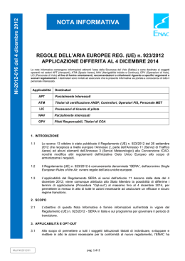 Regolamento UE 923/2012 - SERA