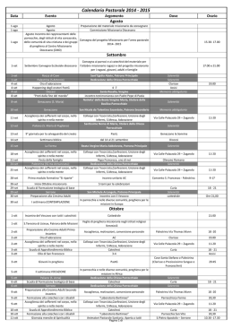 Calendario Pastorale 2014 - 2015