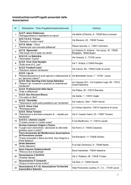 1 Iniziative/Interventi/Progetti presentati dalle Associazioni