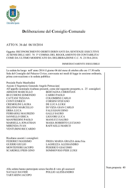 Delibera di Consiglio n. 36 approvata nel Consiglio Comunale del