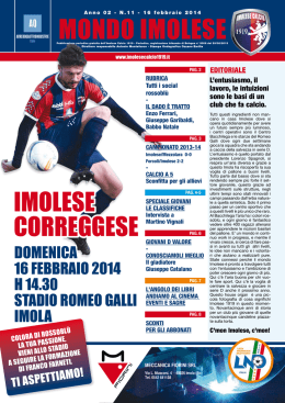 Mondo Imolese - Anno 02 n°11 del 16 Febbraio 2014