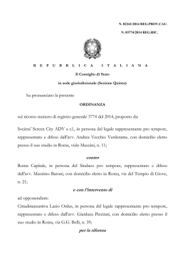 Ordinanza del Consiglio di Stato n. 2241 del 28 maggio 2014