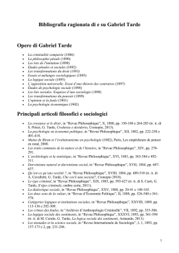 Bibliografia ragionata di e su Gabriel Tarde Opere