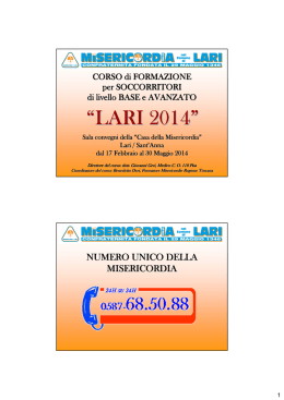 1) &ldquo;LARI 2014&rdquo; e storia della Misericordia