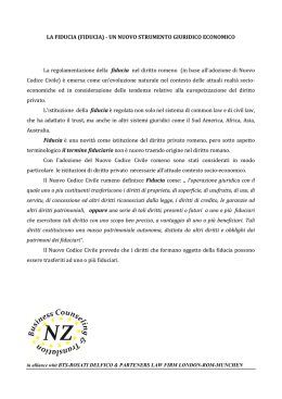 (FIDUCIA) - UN NUOVO STRUMENTO GIURIDICO