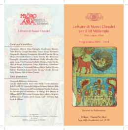 Letture di Nuovi Classici per il III Millennio