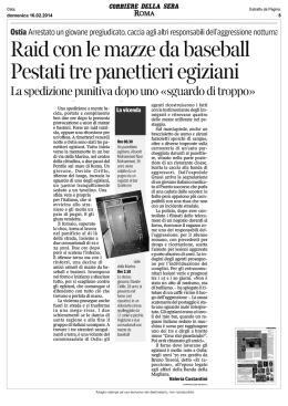 Raid con le mazze da baseball. Corriere della Sera Roma 16.2.2014