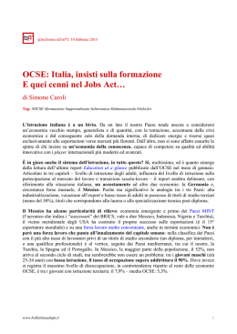 OCSE: Italia, insisti sulla formazione E quei cenni nel Jobs