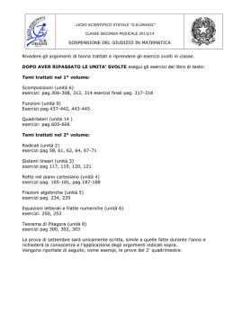 SOSPENSIONE DEL GIUDIZIO IN MATEMATICA Rivedere gli