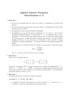 Algebra Lineare Numerica Esercitazione n 9