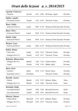 Orario provvisorio Scuola di Musica 2014-2015