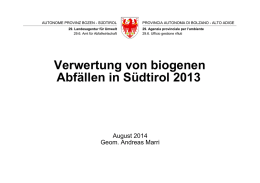 Biogene Abfälle in Südtirol 2013 Amtausgabe deu