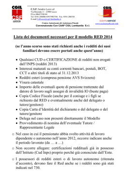 Lista dei documenti necessari per il modello RED 2014 - CGIL
