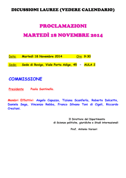Calendario discussione tesi Novembre 2014 - e
