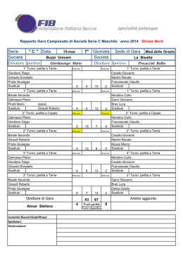Rapporti Campionato Petanque serie C maschile 2014 girone nord