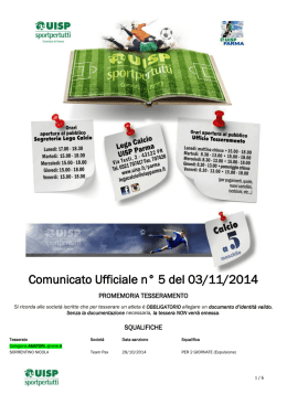 Comunicato 5 del 3 novembre