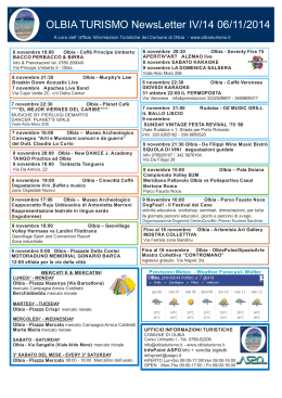 OLBIA TURISMO NewsLetter IV/14 06/11/2014
