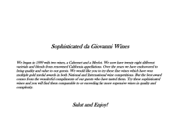 Sophisticated da Giovanni Wines