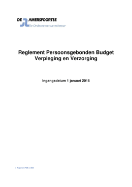 Reglement Persoonsgebonden Budget
