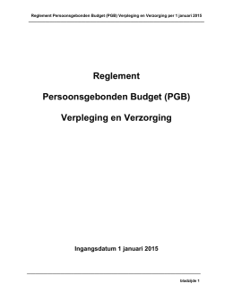 (PGB), Verpleging en Verzorging 2015