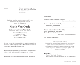 Maria Van Oerle °05/02/1932 - †30/12/2015