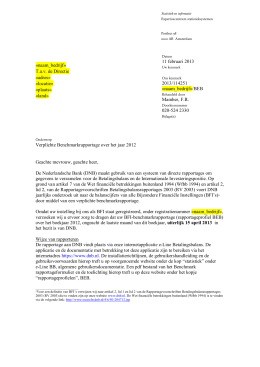 Brief verplichte Benchmarkrapportage over het jaar 2012