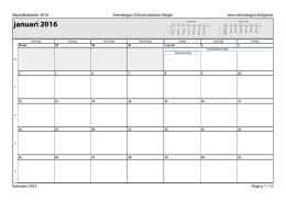 kalender 2016 - Feestdagen in Belgie