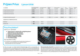 Prijzen Prius 1 januari 2016