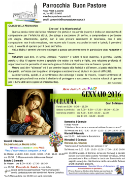 GENNAIO 2016 - Parrocchia Buon Pastore