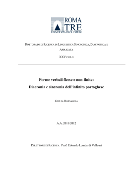 Diacronia e sincronia dell`infinito portoghese