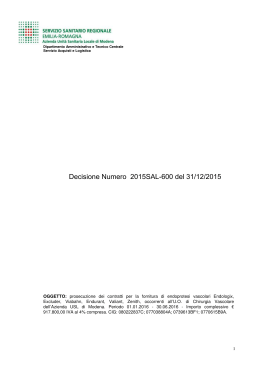 Decisione Numero 2015SAL-600 del 31/12/2015