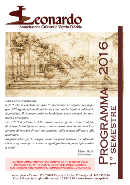 programma i semestre 2016 - Associazione Culturale Leonardo