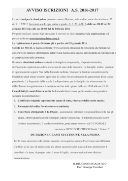 iscrizioni a.s. 2016 -2017 - 1 - Liceo Scientifico Statale Zaleuco