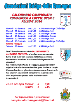 calendario campionato romagnolo a coppie open e allievi 2016