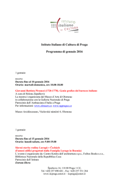 Istituto Italiano di Cultura di Praga Programma di gennaio 2016