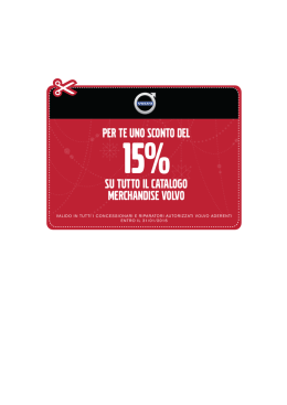 per te uno sconto del su tutto il catalogo merchandise volvo