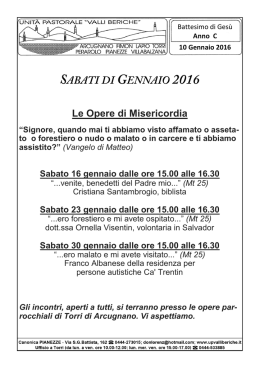 SABATI DI GENNAIO 2016 - Unità pastorale delle Valli Beriche