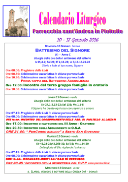 10 - 17 Gennaio 2016 - Parrocchia S.Andrea