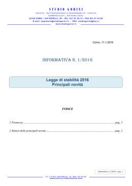 LEGGE DI STABILITA` 2016