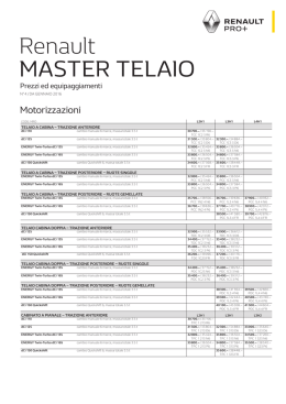 Listino prezzi Master Telaio