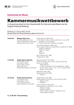 Programm Kammermusikwettbewerb 9. Januar 2016