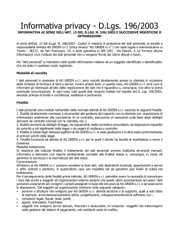 Informativa privacy - D.Lgs. 196/2003