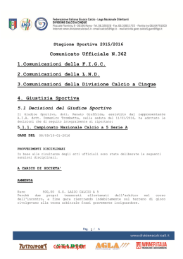 Comunicato Ufficiale N.362 1.Comunicazioni della F.I.G.C. 2