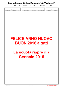 FELICE ANNO NUOVO BUON 2016 a tutti La scuola riapre il 7